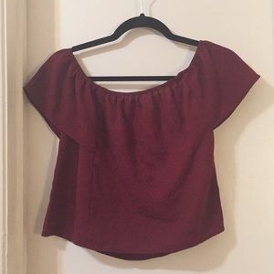 Charlotte Russe Burgundy Cold Shoulder Top